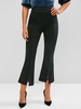 Lace Panel Seam Detail Slit Flare Pants M Black