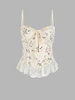 Lace Panel Tiny Floral Bustier Cami Top L Light yellow