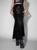 Lace Patched Velvet Mermaid Maxi Skirt S Black