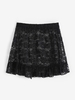 Lace Ruffled Hem Cover Up Skirt S Black