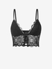 Lace Scalloped Ladder Cut Bralette Top S Black