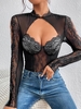 Lace See Thru Cut Out Top L Black