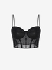 Lace Sequined Crop Corset Camisole Xs Black