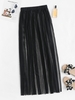 Lace Shadow Stripes High Split Beach Skirt Black
