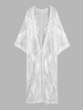 Lace Tie Front Butterfly Embroidered Maxi Top White