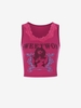 Lace Trim Graphic Tank Top M Light pink