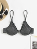 Lace Trim Metallic Bikini Top L Black