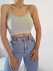 Lace Trim Ribbed Crop Cami Top L Cyan opaque