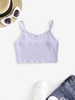 Lace Trim Ribbed Crop Cami Top L Purple