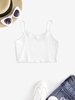 Lace Trim Ribbed Crop Cami Top L White