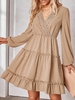 Lace Trim Swiss Dot Tiered Mini Dress L Light coffee