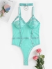 Lace Underwire O Ring Choker See Thru Lingerie Teddy S Light green