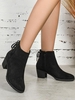 Lace Up Back Side Zip Chunky Heeled Ankle Boots