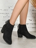Lace Up Back Side Zip Chunky Heeled Ankle Boots