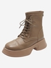 Lace Up Back Zip Platform Combat Boots