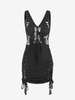 Lace Up Backless Slit Bodycon Dress L Black
