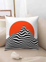 Line Mountain Sunrise Pattern Plush Pillowcase