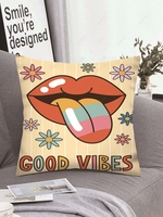 Lip Tongue Letter Graphic Pillowcase