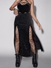 M Slit Velour Jacquard Maxi Skirt S Black