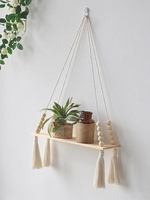 Macrame Tapestry Wall Hanging Floating Shelf