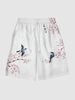 Magpie Floral Print Chinese Style Shorts Xl White