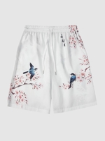 Magpie Floral Print Chinese Style Shorts Xl White