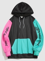 Make Some Noise Slogan Colorblock Hoodie 3xl Black
