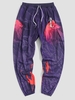 Maple Leaf Chinoiserie Print Pants M Plum purple