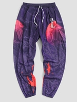 Maple Leaf Chinoiserie Print Pants M Plum purple