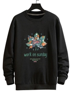Maple Leaf Graphic Drop Shoulder Casual Sweatshirt Xl Black