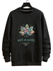 Maple Leaf Graphic Drop Shoulder Casual Sweatshirt Xs Black