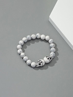 Marble Beading Skull Charm Bracelet