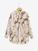 Marble Print Drop Shoulder High Low Shirt S Light coffee