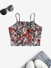 Marble Print Frilled Ruched Pintuck Camisole Xl Coffee