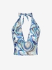Marble Print Halter Bralette Top M Blue