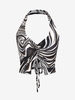 Marble Print Halter Cinched Slit Tank Top S Multi a