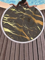 Marble Print Tassels Round Beach Blanket