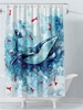 Marine Dolphin Pattern Waterproof Shower Curtain