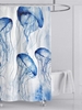 Marine Jellyfish Pattern Waterproof Shower Curtain