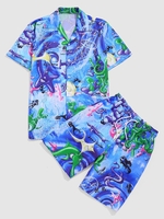 Marine Life Vacation Shirt And Shorts Set Xxl Silk blue