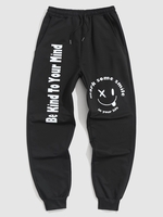 Mark Your Naughty Smile Slogan Jogger Graphic Sweatpants 2xl Black
