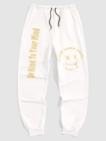 Mark Your Naughty Smile Slogan Jogger Graphic Sweatpants 2xl White