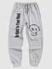 Mark Your Naughty Smile Slogan Jogger Graphic Sweatpants M Light gray