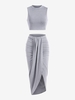Marled Crop Top and Draped Ruched Maxi Skirt Set Xl Gray