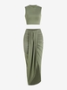 Marled Crop Top and Draped Ruched Maxi Skirt Set Xl Green