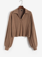 Marled Loose Polo Knitwear S Coffee