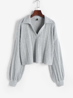 Marled Loose Polo Knitwear S Gray