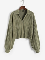 Marled Loose Polo Knitwear S Green