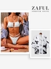 Matching Couple Swimwear Textured Cut Out Floss Bikini and Bird Print Kimono White
