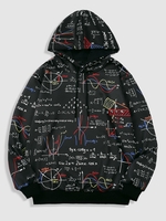 Mathematics Graphic Pattern Pullover Hoodie S Black